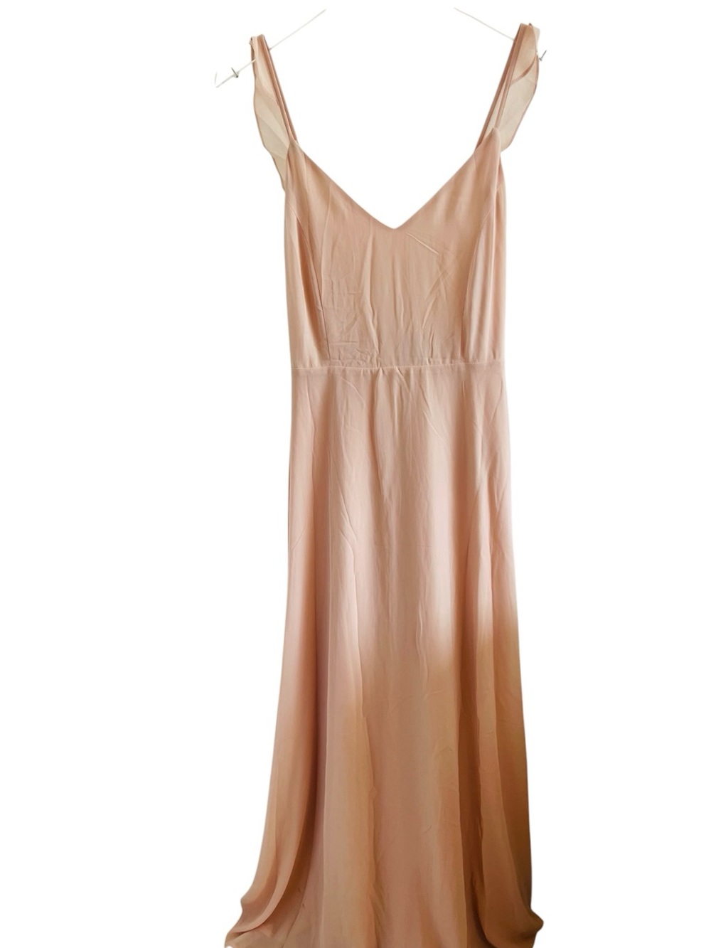 Lulu's Pale Blush Slip Dress with Sheer Ruffled Straps